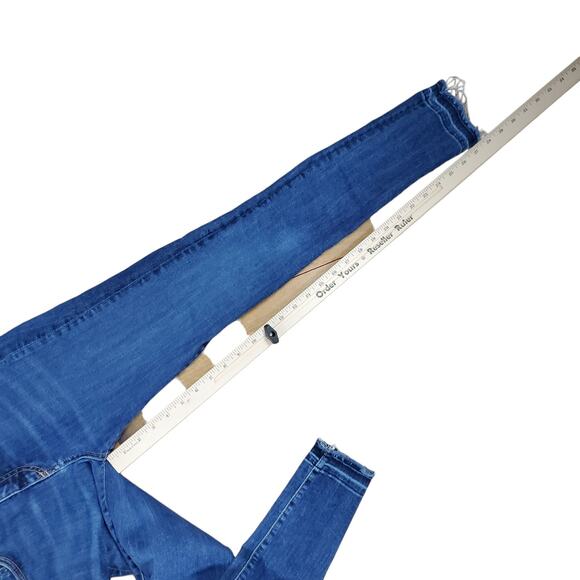 Veronica Beard Jeans Kate 10" Skinny Ankle Frayed Raw Hem Size 27 Blue Stretch - Picture 13 of 14